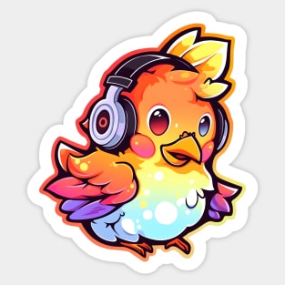 Chicken Headphones Sticker